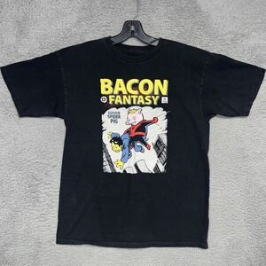 TeeFury x Bacon Fantasy Spider Pig T Shirt Men Size M Black Simpsons & Spiderman